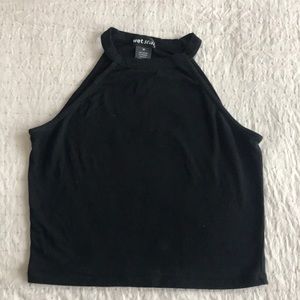 Black halter crop top